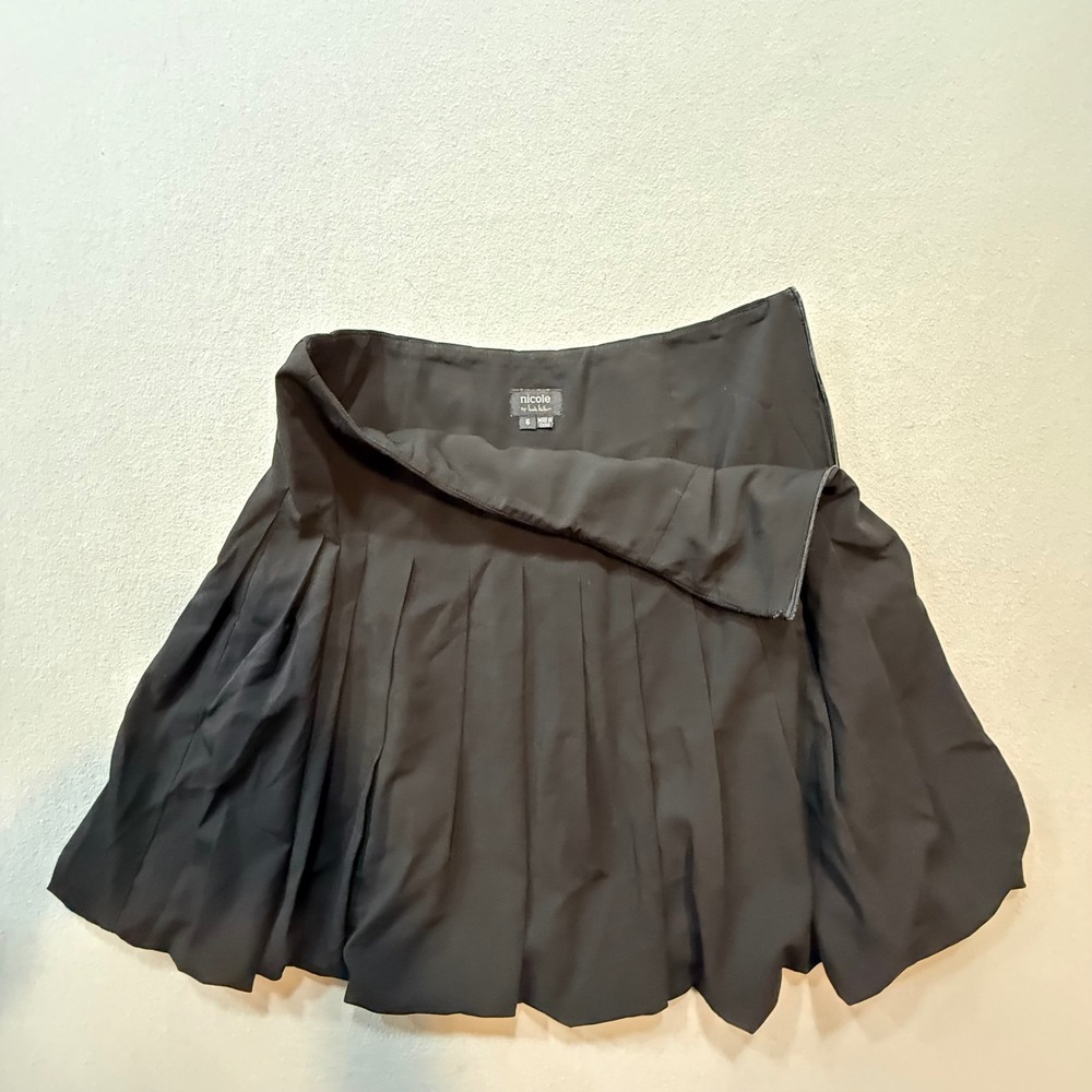 🖤 Nicole by Nicole Miller Pleated Bubble Hem Romantic Dark Academia Skirt Wom 6 - Picture 7 of 12
